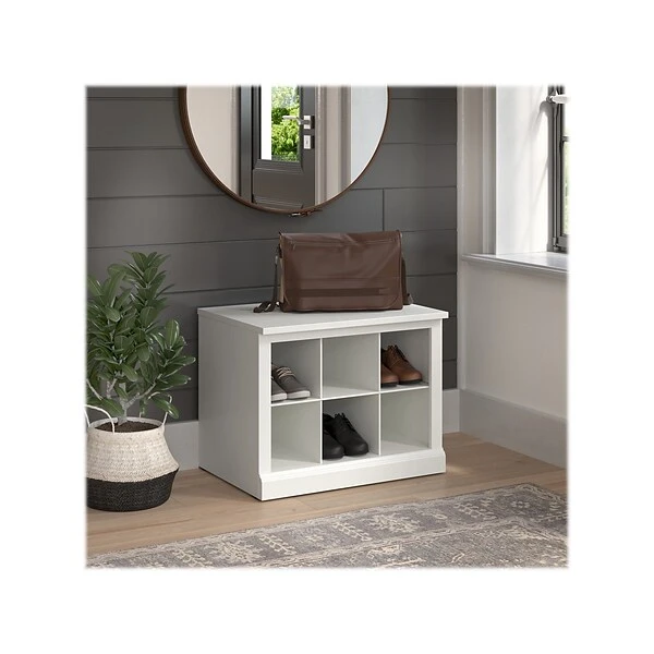 Kathy Ireland® Home By Bush Furniture Woodland Small Shoe Bench With Shelves, 24", White Ash (WDS224WAS-03) 1 Kathy Ireland® Home By Bush Furniture Woodland Small Shoe Bench With Shelves, 24", White Ash (WDS224WAS-03)