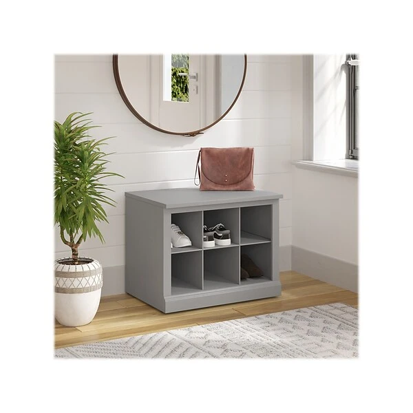 Kathy Ireland® Home By Bush Furniture Woodland Small Shoe Bench With Shelves, 24", Cape Cod Gray (WDS224CG-03) 1 Kathy Ireland® Home By Bush Furniture Woodland Small Shoe Bench With Shelves, 24", Cape Cod Gray (WDS224CG-03)