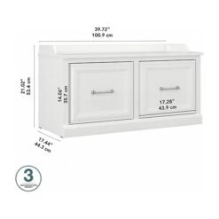Kathy Ireland® Home By Bush Furniture Woodland Shoe Storage Bench With Doors, 40", White Ash (WDS140WAS-03) -Prepa Furniture Shop sp123622172 s7