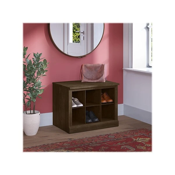 Kathy Ireland® Home By Bush Furniture Woodland Small Shoe Bench With Shelves, 24", Ash Brown (WDS224ABR-03) 1 Kathy Ireland® Home By Bush Furniture Woodland Small Shoe Bench With Shelves, 24", Ash Brown (WDS224ABR-03)