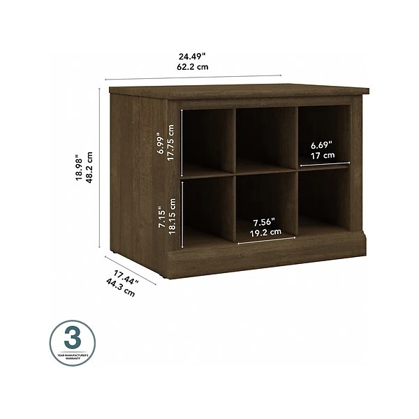 Kathy Ireland® Home By Bush Furniture Woodland Small Shoe Bench With Shelves, 24", Ash Brown (WDS224ABR-03) 4 Kathy Ireland® Home By Bush Furniture Woodland Small Shoe Bench With Shelves, 24", Ash Brown (WDS224ABR-03) - Image 4