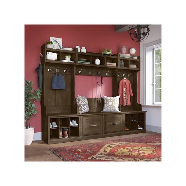 Kathy Ireland® Home By Bush Furniture Woodland Small Shoe Bench With Shelves, 24", Ash Brown (WDS224ABR-03) 7 Kathy Ireland® Home By Bush Furniture Woodland Small Shoe Bench With Shelves, 24", Ash Brown (WDS224ABR-03) - Image 7
