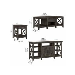 Bush Furniture Key West Tall TV Stand With Coffee Table And 2 End Tables, Dark Gray Hickory, Screens Up To 65" (KWS025GH) 11 Bush Furniture Key West Tall TV Stand With Coffee Table And 2 End Tables, Dark Gray Hickory, Screens Up To 65" (KWS025GH) -Prepa Furniture Shop sp123701694 s7