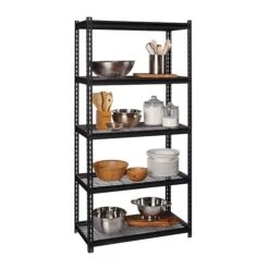 Iron Horse 2300 Lb. Wire Rivet Series 5-Shelf Metal/Wire Deck Shelving Unit, 36"W, Black (22130) -Prepa Furniture Shop sp123885418 s7
