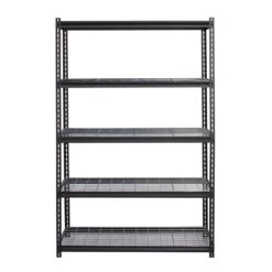 Iron Horse 2300 Lb. Wire Rivet Series 5-Shelf Metal/Wire Deck Shelving Unit, 48"W, Black (22131)