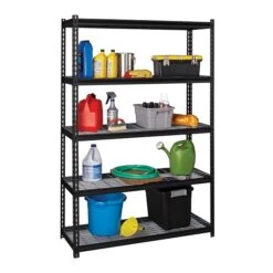 Iron Horse 2300 Lb. Wire Rivet Series 5-Shelf Metal/Wire Deck Shelving Unit, 48"W, Black (22131) -Prepa Furniture Shop sp123885425 s7