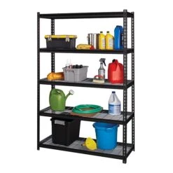 Iron Horse 2300 Lb. Wire Rivet Series 5-Shelf Metal/Wire Deck Shelving Unit, 48"W, Black (22131) -Prepa Furniture Shop sp123885427 s7