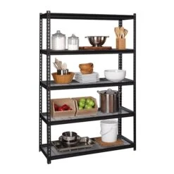 Iron Horse 2300 Lb. Wire Rivet Series 5-Shelf Metal/Wire Deck Shelving Unit, 48"W, Black (22131) -Prepa Furniture Shop sp123885428 s7