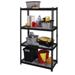 Iron Horse 2300 Lb. Wire Rivet Series 4-Shelf Metal/Wire Deck Shelving Unit, 36"W, Black (22129) -Prepa Furniture Shop sp123885440 s7