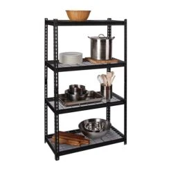 Iron Horse 2300 Lb. Wire Rivet Series 4-Shelf Metal/Wire Deck Shelving Unit, 36"W, Black (22129) -Prepa Furniture Shop sp123885441 s7