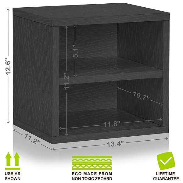 Way Basics 12.6"H X 13.4"W Modular Connect Cube With Shelf Eco Storage System, Black Wood Grain (C-SCUBE-BK) 2 Way Basics 12.6"H X 13.4"W Modular Connect Cube With Shelf Eco Storage System, Black Wood Grain (C-SCUBE-BK) - Image 2