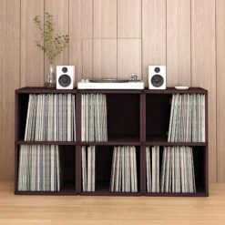 Way Basics 29.1"H Record Storage Cube And LP Record Album Modern Eco Shelf, Espresso Wood Grain (WB-2LP-EO) -Prepa Furniture Shop sp125994962 s7
