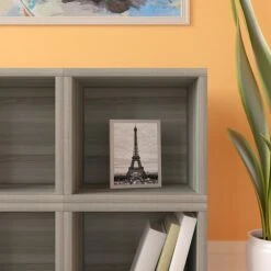 Way Basics 12.6"H X 13.4"W Stackable Modular Connect Open Cube Modern Eco Storage System, Gray Wood Grain (C-OCUBE-GY)