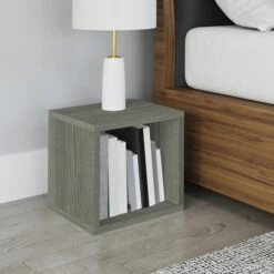 Way Basics 12.6"H X 13.4"W Stackable Modular Connect Open Cube Modern Eco Storage System, Gray Wood Grain (C-OCUBE-GY) -Prepa Furniture Shop sp125995146 s7