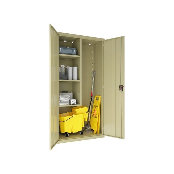 Hirsh 72" Steel Janitorial Storage Cabinet With 3 Shelves, Putty (24032) 3 Hirsh 72" Steel Janitorial Storage Cabinet With 3 Shelves, Putty (24032) - Image 3