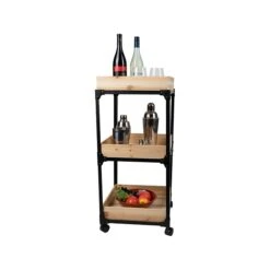 Mind Reader 3-Shelf Mixed Materials Mobile Utility Cart With Swivel Wheels, Black (3TCARRY-BLK)