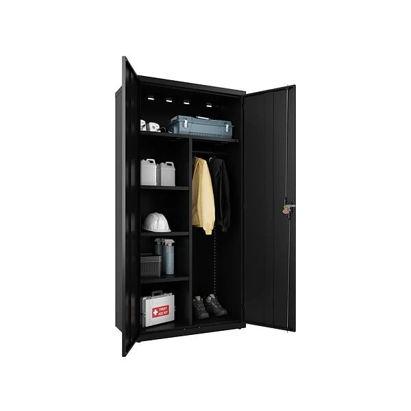 Hirsh 72" Steel Wardrobe Cabinet With 4 Shelves, Black (22632) 3 Hirsh 72" Steel Wardrobe Cabinet With 4 Shelves, Black (22632) - Image 3