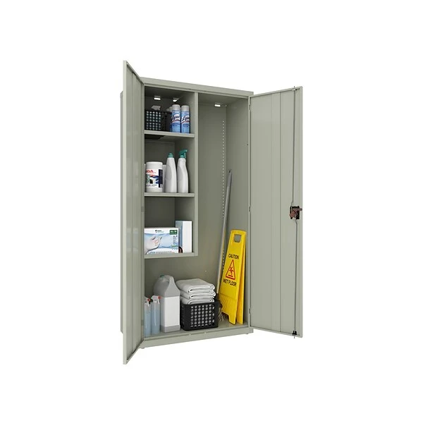 Hirsh 72" Steel Janitorial Cabinet With 3 Shelves, Light Gray (24034) 3 Hirsh 72" Steel Janitorial Cabinet With 3 Shelves, Light Gray (24034) - Image 3