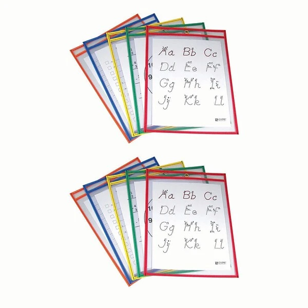 C-Line Reusable Dry Erase Pockets, Primary Colors, 9" X 12", 5 Per Pack, 2 Packs (CLI40630-2) 1 C-Line Reusable Dry Erase Pockets, Primary Colors, 9" X 12", 5 Per Pack, 2 Packs (CLI40630-2)