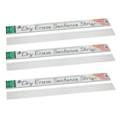 Pacon Dry Erase Sentence Strips, White, 1-1/2" X 3/4" Ruled, 3" X 24", 30 Per Pack, 3 Packs (PAC5185-3)