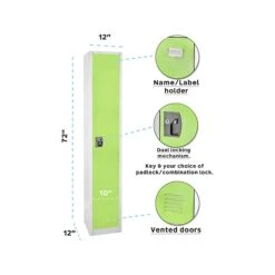 AdirOffice 72" 1-Compartment Steel Tier Key Lock Green/Off-White Storage Locker (629-201-GRN) -Prepa Furniture Shop sp128565998 s7