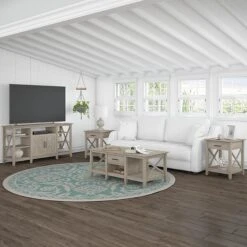 Bush Furniture Key West Console TV Stand, Screens Up To 70", Washed Gray (KWV160WG-03) -Prepa Furniture Shop sp130657450 s7