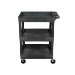 Luxor 3-Shelf Plastic/Poly Mobile Utility Cart With Swivel Wheels, Black (SEC111-B) -Prepa Furniture Shop sp132598880 s7