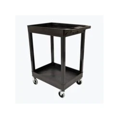 Luxor 2-Shelf Plastic/Poly Mobile Utility Cart With Swivel Wheels, Black (SEC11-B) -Prepa Furniture Shop sp132598935 s7