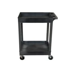 Luxor 2-Shelf Plastic/Poly Mobile Utility Cart With Swivel Wheels, Black (SEC11-B) -Prepa Furniture Shop sp132598936 s7