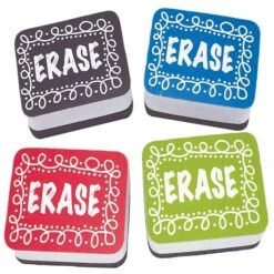 Ashley Productions® Dry Erase Non-Magnetic Mini Whiteboard Erasers, Chalk Loop, 10 Per Pack, 3 Packs (ASH78002-3)