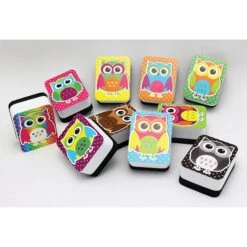 Ashley Productions® Dry Erase Non-Magnetic Mini Whiteboard Erasers, Color Owls, Pack Of 30 (ASH78007-3)