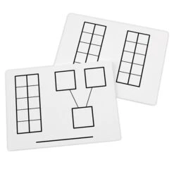 Didax Ten-Frame Mats Plastic Mobile Dry-Erase Whiteboard, 9" X 12", Pack Of 2 (DD-211441-2)