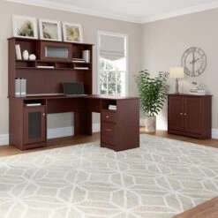 Bush Furniture Cabot 30"H Small Storage Cabinet With Doors, Harvest Cherry (WC31498) -Prepa Furniture Shop sp134252791 s7