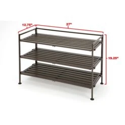 Seville Classics 3-Tier Resin Slat Utility Shoe Rack 2-Pack, Espresso (WEB177)