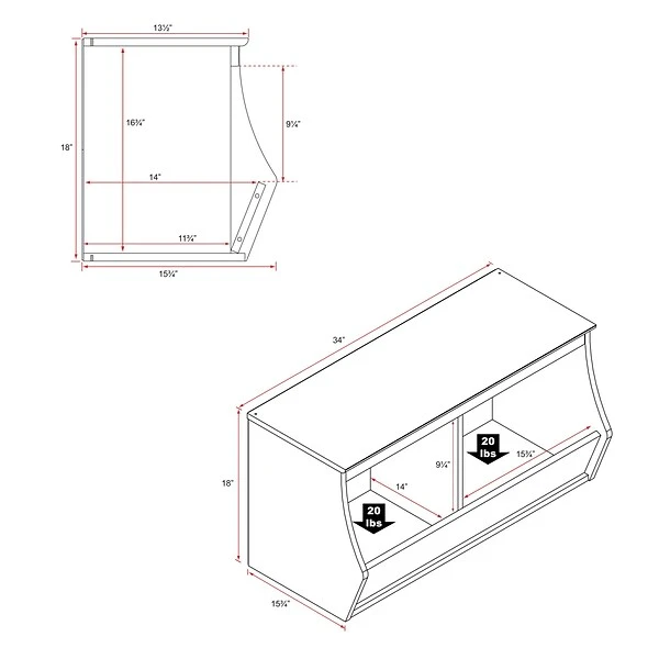 Prepac Monterey Stacked 4-Bin Storage Cubbie, White, Set Of 2 (WRSD-0002-2M) 3 Prepac Monterey Stacked 4-Bin Storage Cubbie, White, Set Of 2 (WRSD-0002-2M) - Image 3