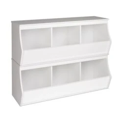 Prepac Monterey Stacked 6-Bin Storage Cubbie, White Set Of 2 (WRSM-0003-2M)