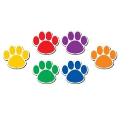 Teacher Created Resources® Colorful Paw Prints Magnetic Accents, Assorted Colors, 18 Per Packs, 3 Packs (TCR77207-3)