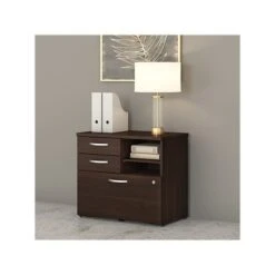 Bush Business Furniture Studio C Office Storage Cabinet With Drawers And Shelves, Black Walnut (SCF130BWSU)