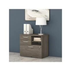 Bush Business Furniture Studio C Office Storage Cabinet With Drawers And Shelves, Modern Hickory (SCF130MHSU)