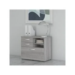 Bush Business Furniture Studio C Office Storage Cabinet With Drawers And Shelves, Platinum Gray (SCF130PGSU)