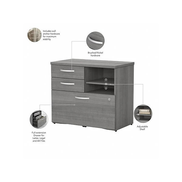 Bush Business Furniture Studio C Office Storage Cabinet With Drawers And Shelves, Platinum Gray (SCF130PGSU) 2 Bush Business Furniture Studio C Office Storage Cabinet With Drawers And Shelves, Platinum Gray (SCF130PGSU) - Image 2