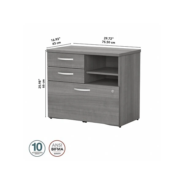 Bush Business Furniture Studio C Office Storage Cabinet With Drawers And Shelves, Platinum Gray (SCF130PGSU) 3 Bush Business Furniture Studio C Office Storage Cabinet With Drawers And Shelves, Platinum Gray (SCF130PGSU) - Image 3