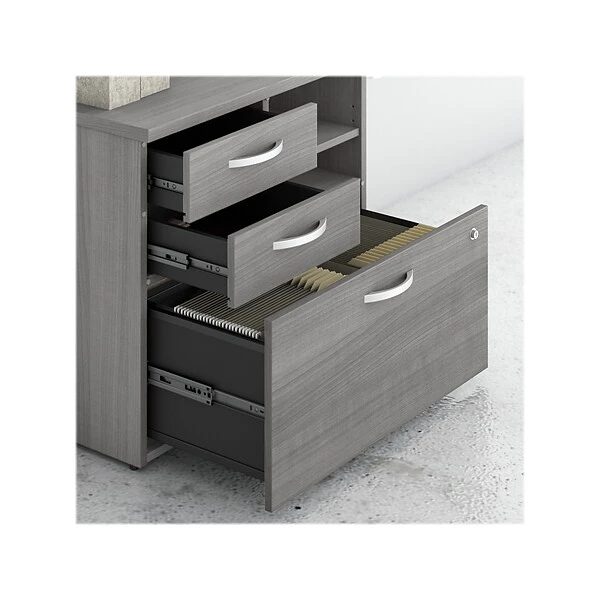 Bush Business Furniture Studio C Office Storage Cabinet With Drawers And Shelves, Platinum Gray (SCF130PGSU) 5 Bush Business Furniture Studio C Office Storage Cabinet With Drawers And Shelves, Platinum Gray (SCF130PGSU) - Image 5