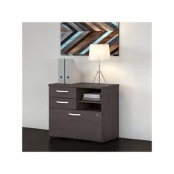 Bush Business Furniture Studio C Office Storage Cabinet With Drawers And Shelves, Storm Gray (SCF130SGSU)