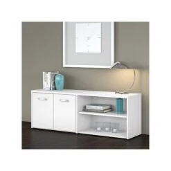Bush Business Furniture Studio C Low Storage Cabinet With Doors And Shelves, White (SCS160WH)