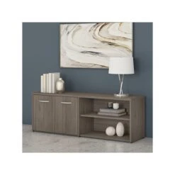 Bush Business Furniture Studio C Low Storage Cabinet With Doors And Shelves, Modern Hickory (SCS160MH)