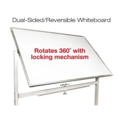 Excello Global Products Dry-Erase Mobile Whiteboard, Aluminum Frame, 48" X 32" (EGP-HD-0066)
