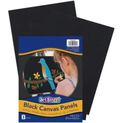 Art Street® Canvas Panels, Black, 9" X 12", 3 Per Pack, 2 Packs (PACAC6053-2)
