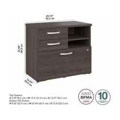 Bush Business Furniture Hybrid 26" Office Storage Cabinet With Drawers And 2 Shelves, Storm Gray (HYF130SGSU-Z) -Prepa Furniture Shop sp147787978 s7