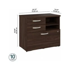 Bush Business Furniture Hybrid 26" Office Storage Cabinet With Drawers And 2 Shelves, Black Walnut (HYF130BWSU-Z) -Prepa Furniture Shop sp147788016 s7
